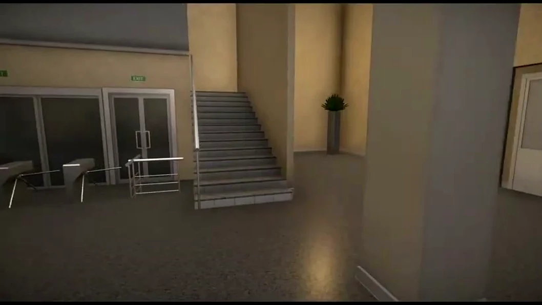 Скриншот VR комнаты с навигационной меткой в офисе